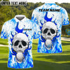 BlueJose Flaming Skull Golf Polo Customized Name, Team Name 3D Shirts (4 Colors)