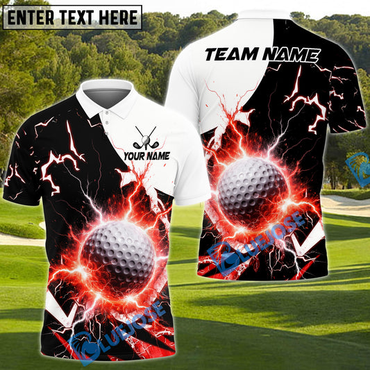 BlueJose Thunder Strike Golf Polo Customized Name, Team Name 3D Shirts (4 Colors)