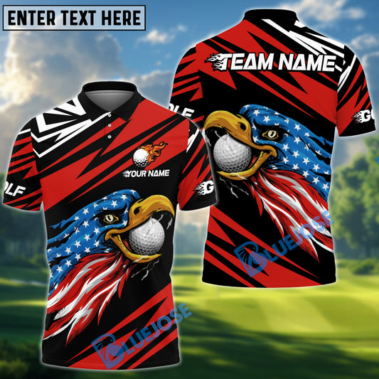BlueJose Patriot Eagle Golf Polo Shirt Customized Name, Team Name Shirts