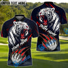 BlueJose Savage Tiger Golf Polo Customized Name, Team Name 3D Shirts (4 Colors)