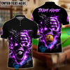 BlueJose Billiards 8 Ball 9 Ball Flame American Flag Skull Customized Name, Team Name 3D Shirt (4 Colors)