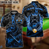 BlueJose Billiards 9-Ball Pitbull Flame Chain Personalized Name Shirt (4 Colors)