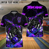 BlueJose Bowling & Pins Flame Aura Dragon Customized Name, Team Name 3D Shirt (4 Colors)