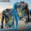 Bluejose Crappie Fishing Sparkling Water Smoke Pattern Design Custom Name & Team Name 3D Shirts