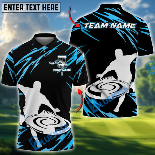 BlueJose Disc Golf Power Throw Polo Personalized Name, Team Name 3D Shirt (4 Colors)