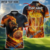 BlueJose Flame Roar Lion Disc Golf Polo Personalized Name, Team Name 3D Shirt (4 Colors)