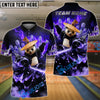 BlueJose Bowling & Pins Panda Warrior Fire Action Customized Name, Team Name 3D Shirt (4 Colors)