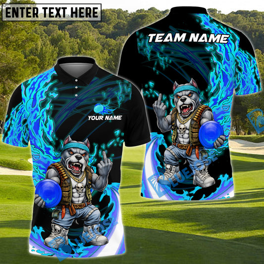 BlueJose Fire Strike Wolf Disc Golf Polo Personalized Name, Team Name 3D Shirt (4 Colors)