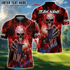 BlueJose Hellfire Freedom Skull Golf Polo Personalized Name, Team Name 3D Shirt (4 Colors)