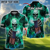 BlueJose Hellfire Freedom Skull Golf Polo Personalized Name, Team Name 3D Shirt (4 Colors)