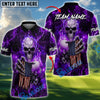 BlueJose Hellfire Freedom Skull Golf Polo Personalized Name, Team Name 3D Shirt (4 Colors)