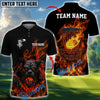 BlueJose Flame Wolf Disc Golf Polo Personalized Name, Team Name 3D Shirt (4 Colors)