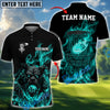 BlueJose Flame Wolf Disc Golf Polo Personalized Name, Team Name 3D Shirt (4 Colors)