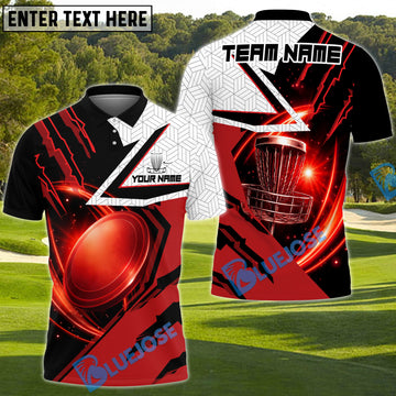 BlueJose Power Strike Disc Golf Polo Personalized Name, Team Name 3D Shirt (4 Colors)