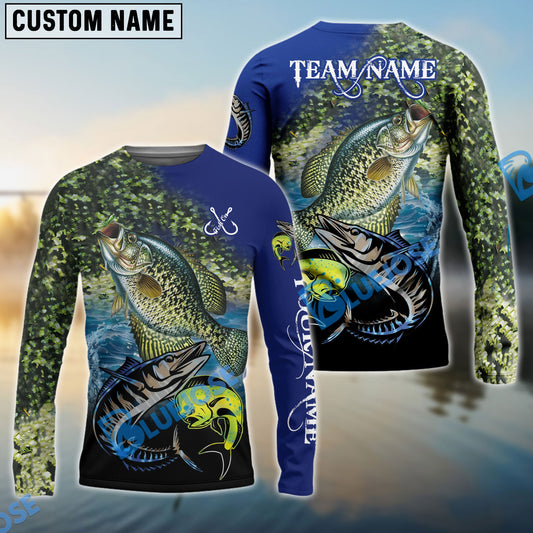 Bluejose Crappie Fishing Ocean & Lake Custom Name & Team Name 3D Shirts