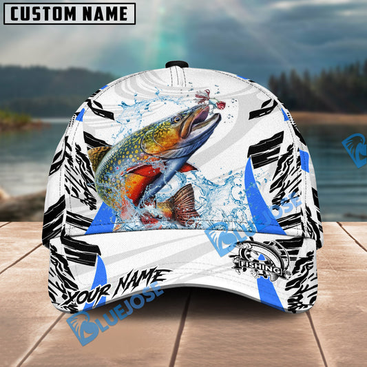 BlueJose Fishing White Black Curve Pattern Design Personalized Cap (13 Breeds)