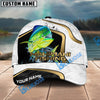 BlueJose Fishing White Marble & Gold Trim Splash Heartbeat Line Personalized Cap (13 Breeds)