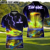 BlueJose Lightning Strike Disc Golf Polo Personalized Name, Team Name 3D Shirt (4 Colors)