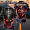 BlueJose Darts Flame Crown Skull Dartboard Design Personalized Name, Team Name Unisex Shirt (4 Colors)
