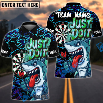 BlueJose Darts Shark Dartboard Graffiti Just Do It Design Personalized Name, Team Name Unisex Shirt (4 Colors)