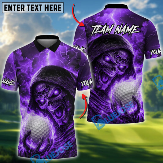 BlueJose Blazing Reaper Golf Shirt Personalized Name, Team Name 3D Shirt (4 Colors)