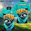 BlueJose Shark & Beer Golf Polo Personalized Name, Team Name 3D Shirt (4 Colors)