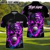 BlueJose Patriotic Skull Fire Golf Polo Personalized Name, Team Name 3D Shirt (4 Colors)