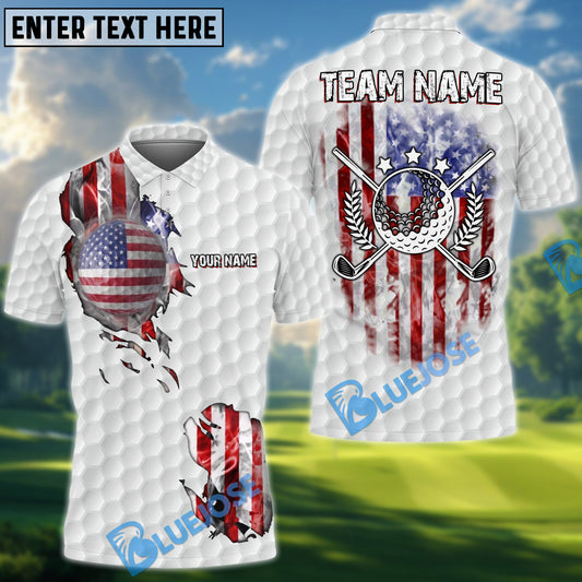 BlueJose Golf Stars And Stripes Style Design Personalized Name, Team Name 3D Shirt (4 Colors)