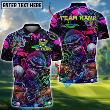 BlueJose Golf Angry Monkey Neon Graffiti Design Customized Name, Team Name Shirts