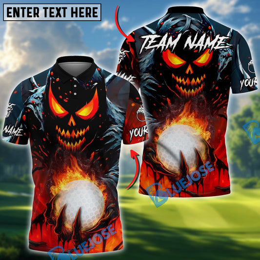 BlueJose Golf Evil Pumpkin Demon Design Customized Name, Team Name Shirts