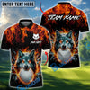BlueJose Golf Flaming Wolf Design Personalized Name, Team Name 3D Shirt (4 Colors)