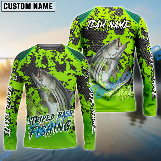 Bluejose Fishing Light Green Camo Scale Custom Name & Team Name 3D Shirts (12 Breeds)