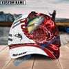 BlueJose Fishing White Red Lava Sport Personalized Name Classic 3D Cap Personalized Cap (13 Breeds)
