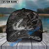 BlueJose Fishing Reaper Cracked Steel Skull Artwork Personalized Name Classic 3D Cap (13 Breeds)