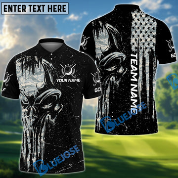 BlueJose Golf Camo Punisher Skull Personalized Name, Team Name 3D Shirt (4 Colors)