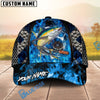 BlueJose Fishing Blue Flame Fishing Gear Design Personalized Name Classic 3D Cap (13 Breeds)