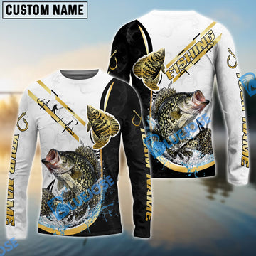 Bluejose Crappie Fishing Black Golden Hook Name & Team Name 3D Shirts