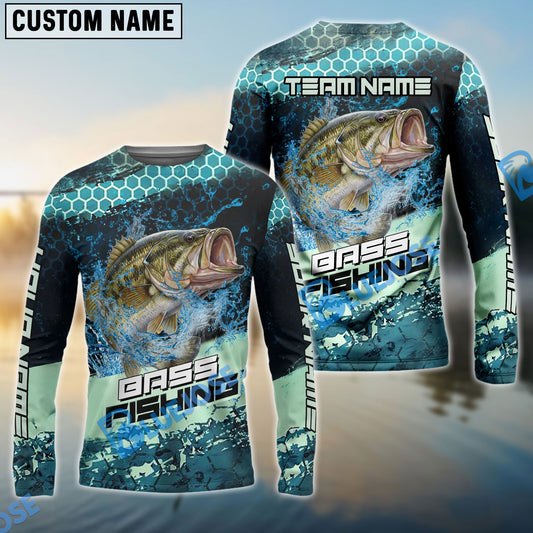 Bluejose Bass Fishing Aqua Strike Custom Name & Team Name 3D Shirts