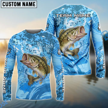 Bluejose Bass Fishing Catch The Blue Wave Custom Name & Team Name 3D Shirts