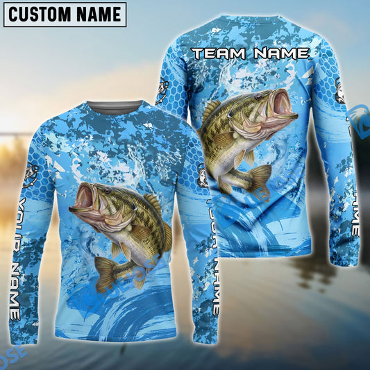 Bluejose Bass Fishing Catch The Blue Wave Custom Name & Team Name 3D Shirts