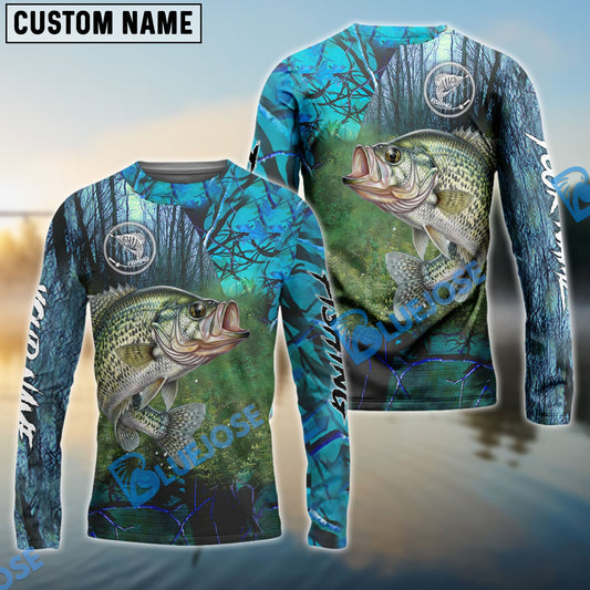 BlueJose Crappie Fishing Blue Camo Custom Name Shirt