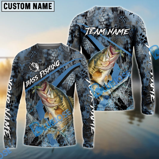 Bluejose Bass Fishing Dark Skin Sport Custom Name & Team Name 3D Shirts