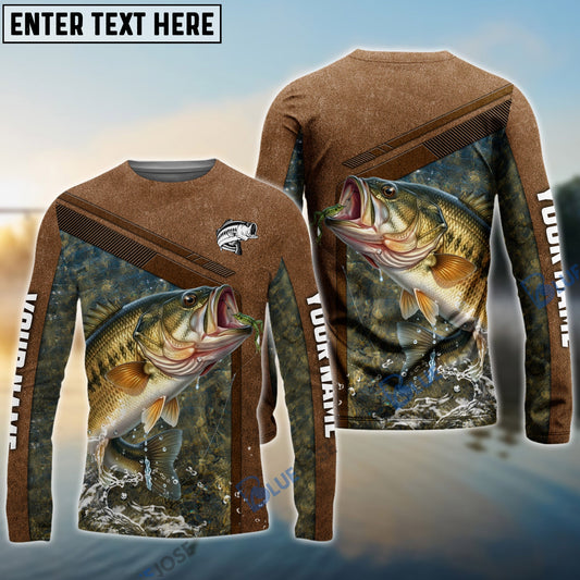 BlueJose Bass Fishing Leather Pattern Personalized Shirt