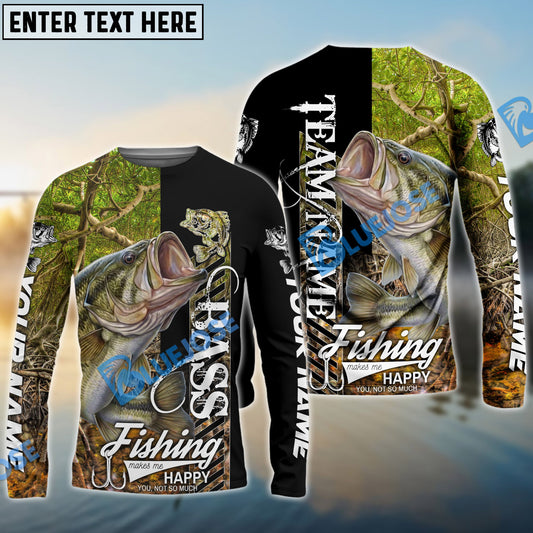 Bluejose Bass Fishing Jungle Camo Custom Name & Team Name 3D Shirts