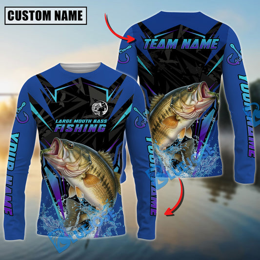 Bluejose Bass Fishing Neon Sport Jersey Style Custom Name & Team Name 3D Shirts