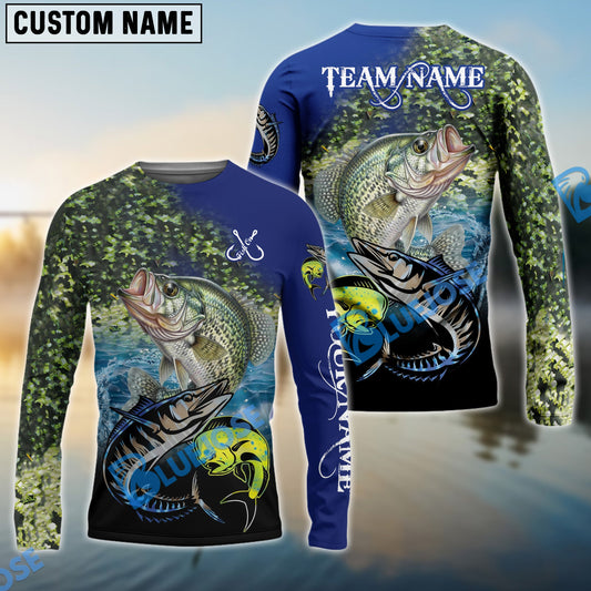 Bluejose Crappie Fishing Ocean & Lake Custom Name & Team Name 3D Shirts
