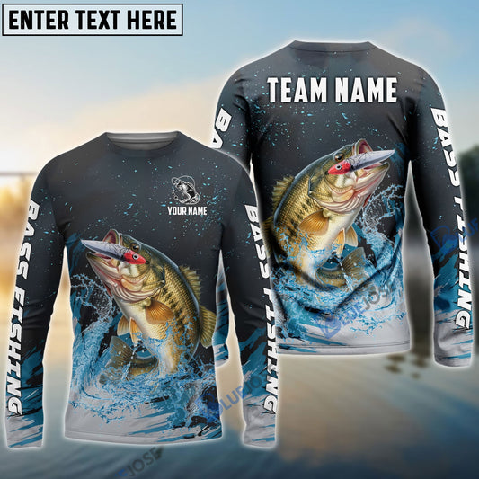 Bluejose Bass Fishing Dark Blue Sport Custom Name & Team Name 3D Shirts