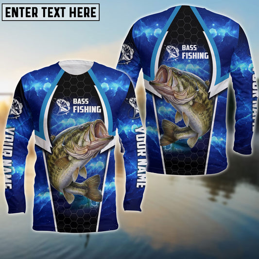 Bluejose Bass Fishing Blue Galaxy Custom Long Sleeve Performance Fishing Shirts