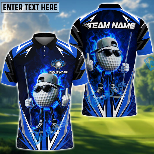 BlueJose Golf Flaming Ball Cool Style Personalized Name, Team Name 3D Shirt (4 Colors)