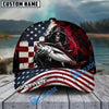 BlueJose Fishing Grunge American Flag Reaper Personalized Cap (13 Breeds)